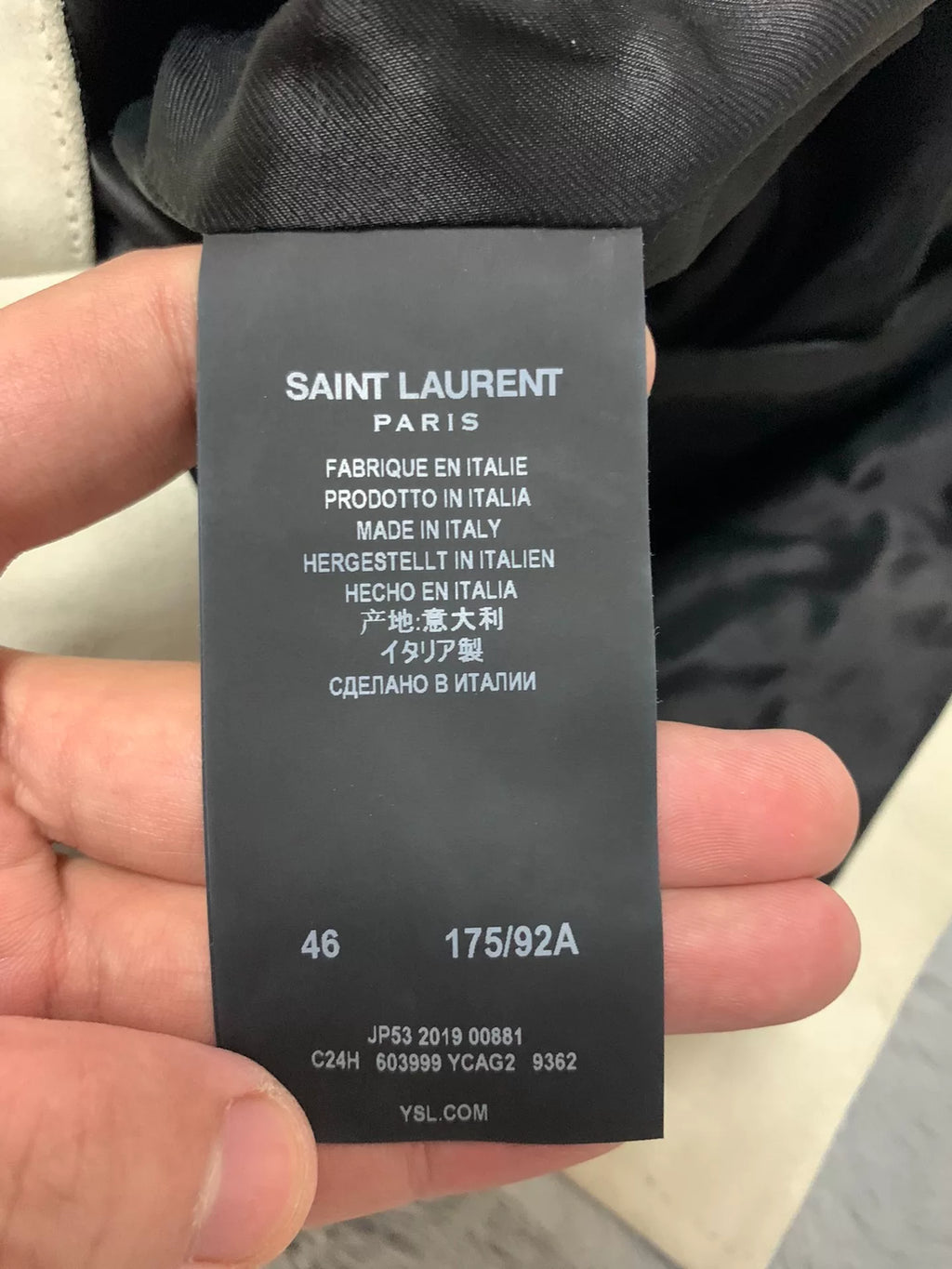 Saint Laurent 20SS Runway Off-White Pocket Suede Coat