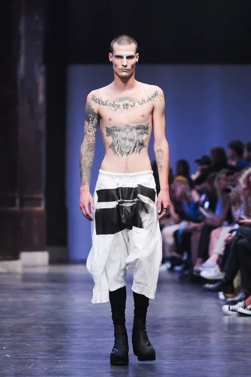Julius_7 Double-Layer Structure Inkjet Printed Cropped Pants
