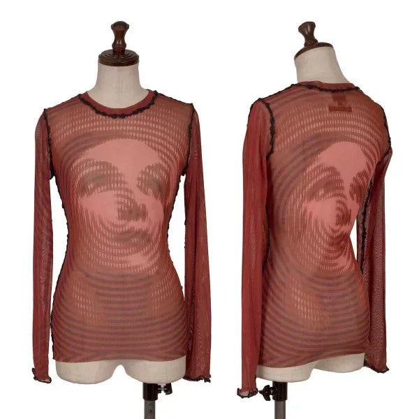 Jean Paul Gaultier Vintage Red Portrait Mesh Top