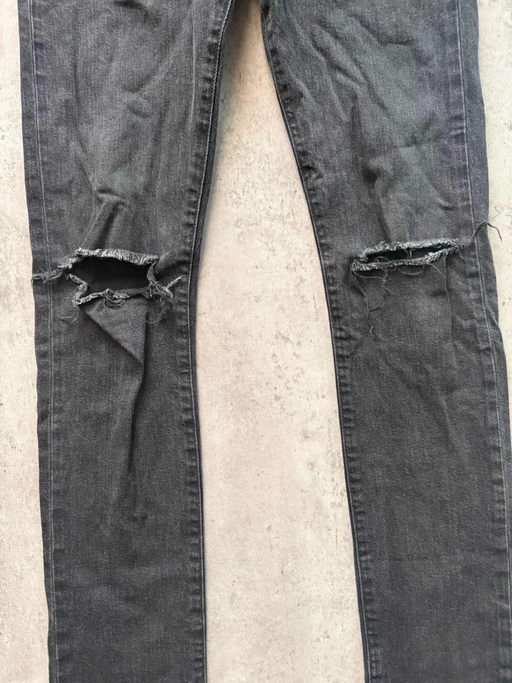 Saint Laurent Paris 14AW D02 Black Washed Distressed Jeans by Hedi Slimane