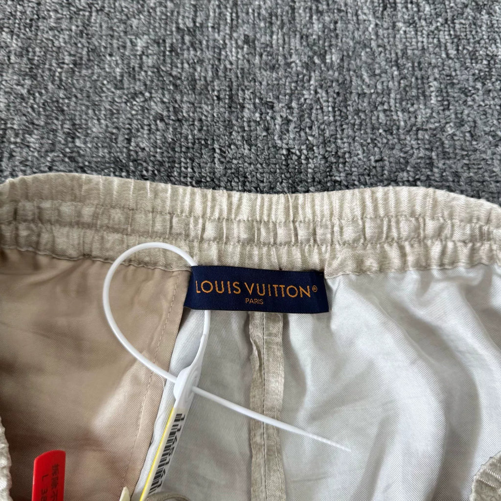 Louis Vuitton White All-Over Logo Print Drawstring Shorts
