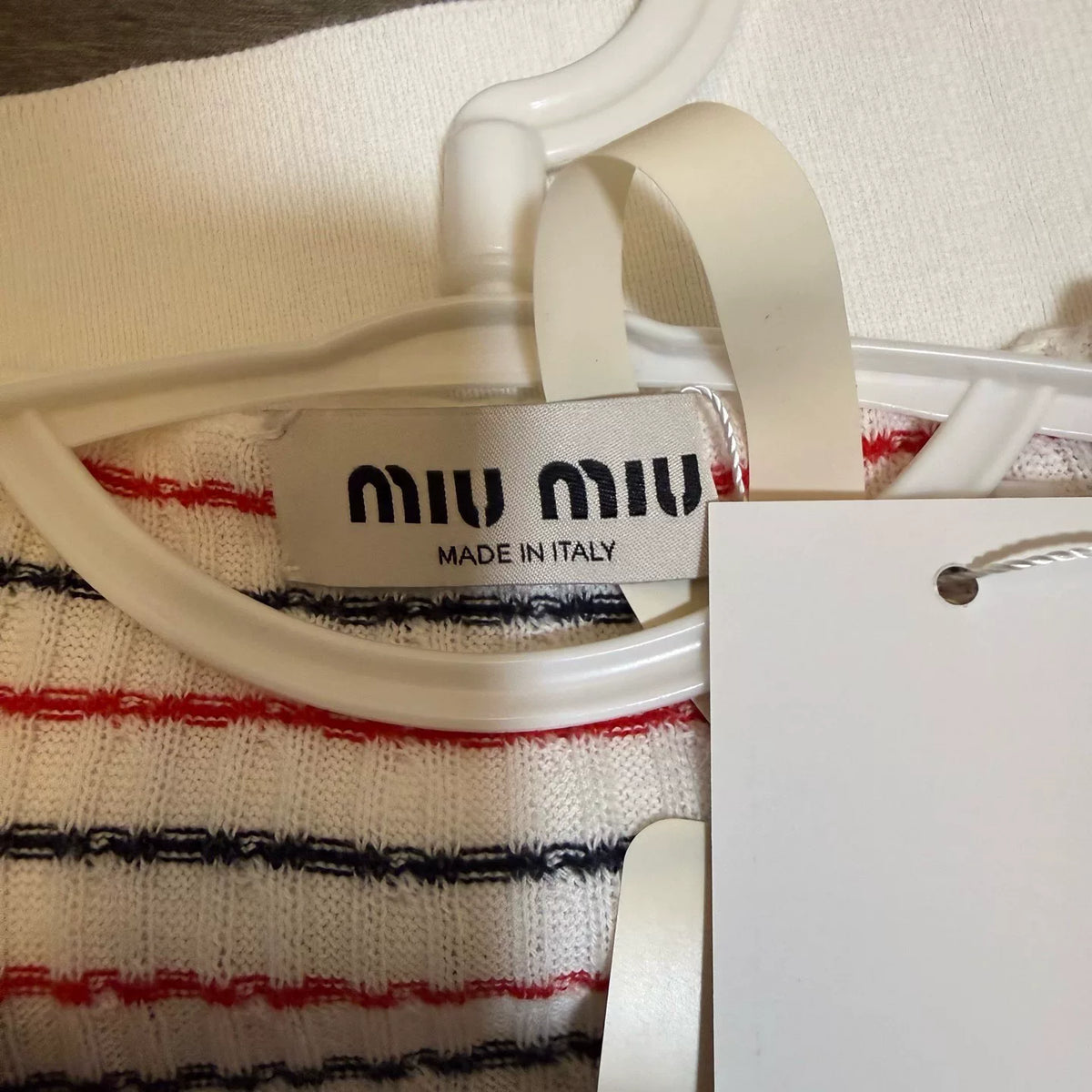 Miu Miu Striped Embroidered Logo Dress
