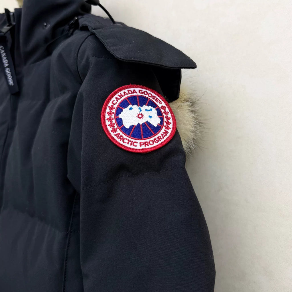 Canada Goose Black Classic Logo Wolf Fur Hood Down Jacket