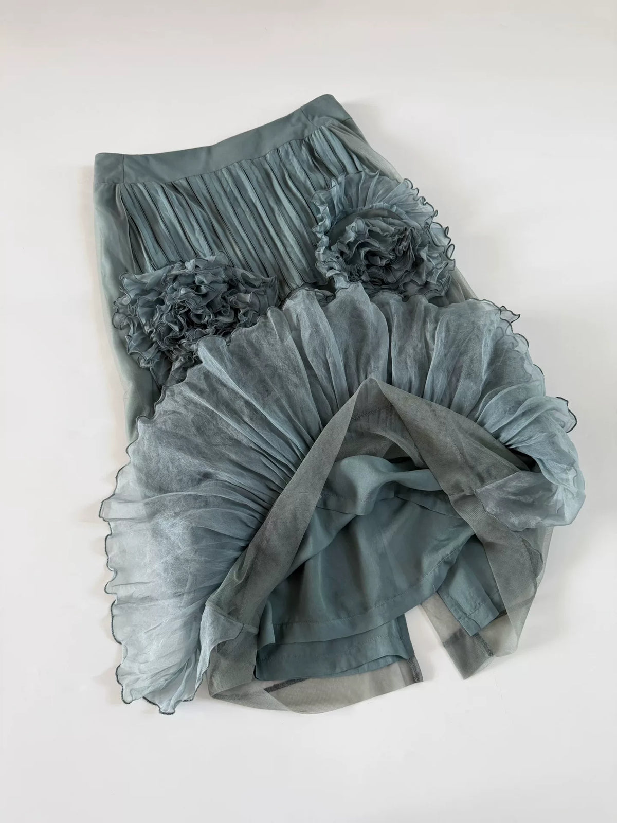 Dries van Noten Midi Gray Silk Skirt