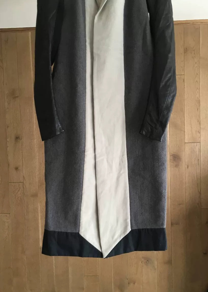 Rick Owens 09FW Runway Beige Black Cut Wool Coat