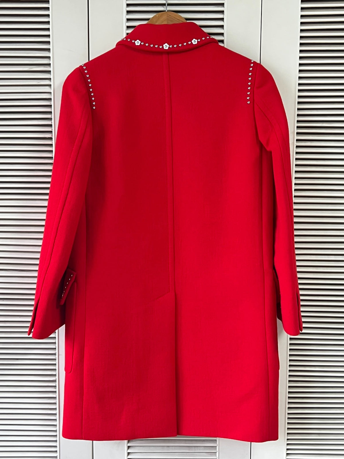 Miu Miu red beaded wool coat