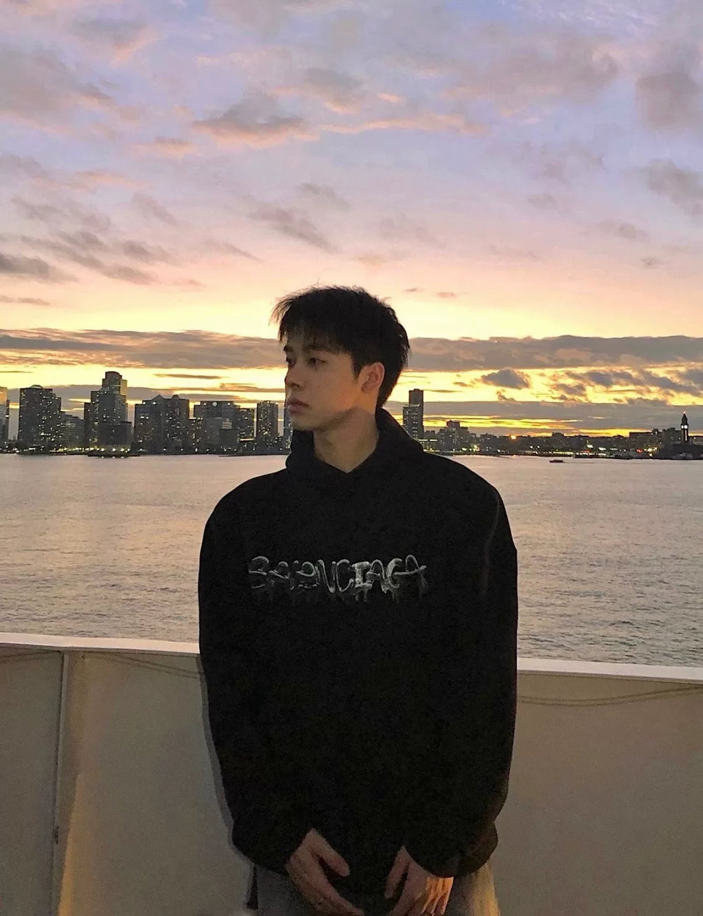 Balenciaga Jelly-Print Letter-Print Hoodie Long-Sleeve Sweatshirt