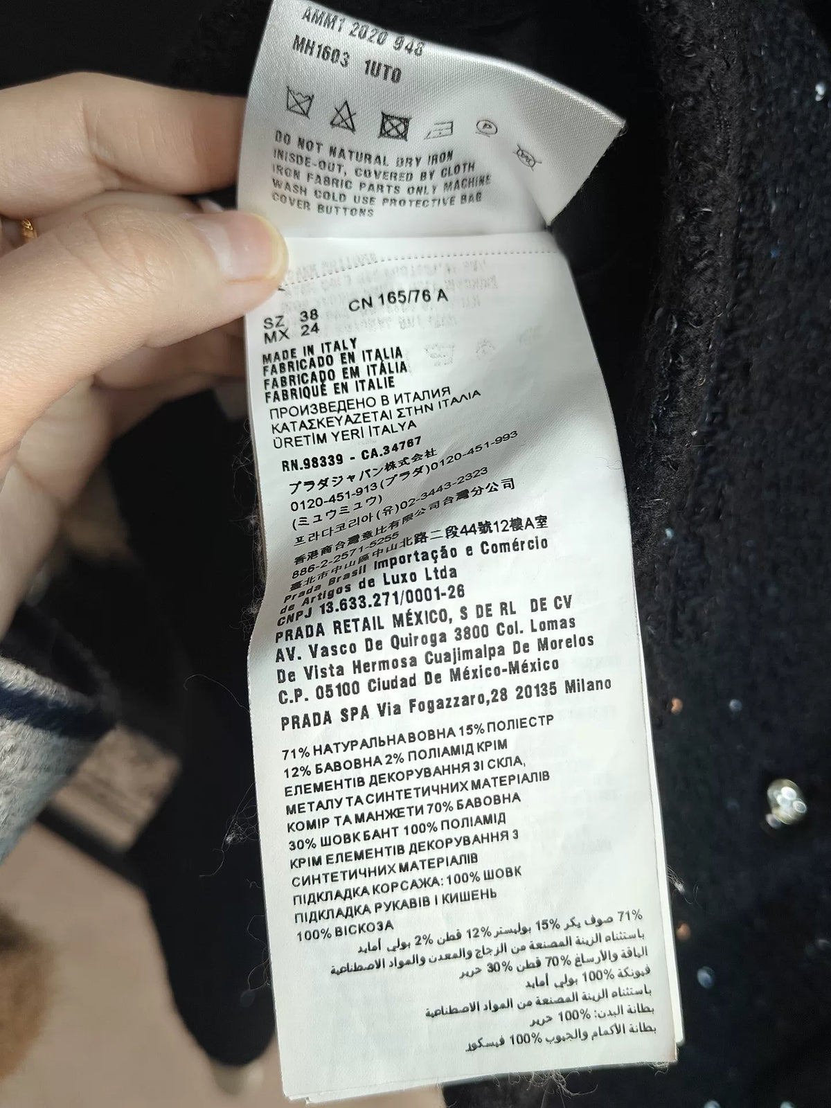 Miu Miu Black Sequin Coarse Tweed Jacket