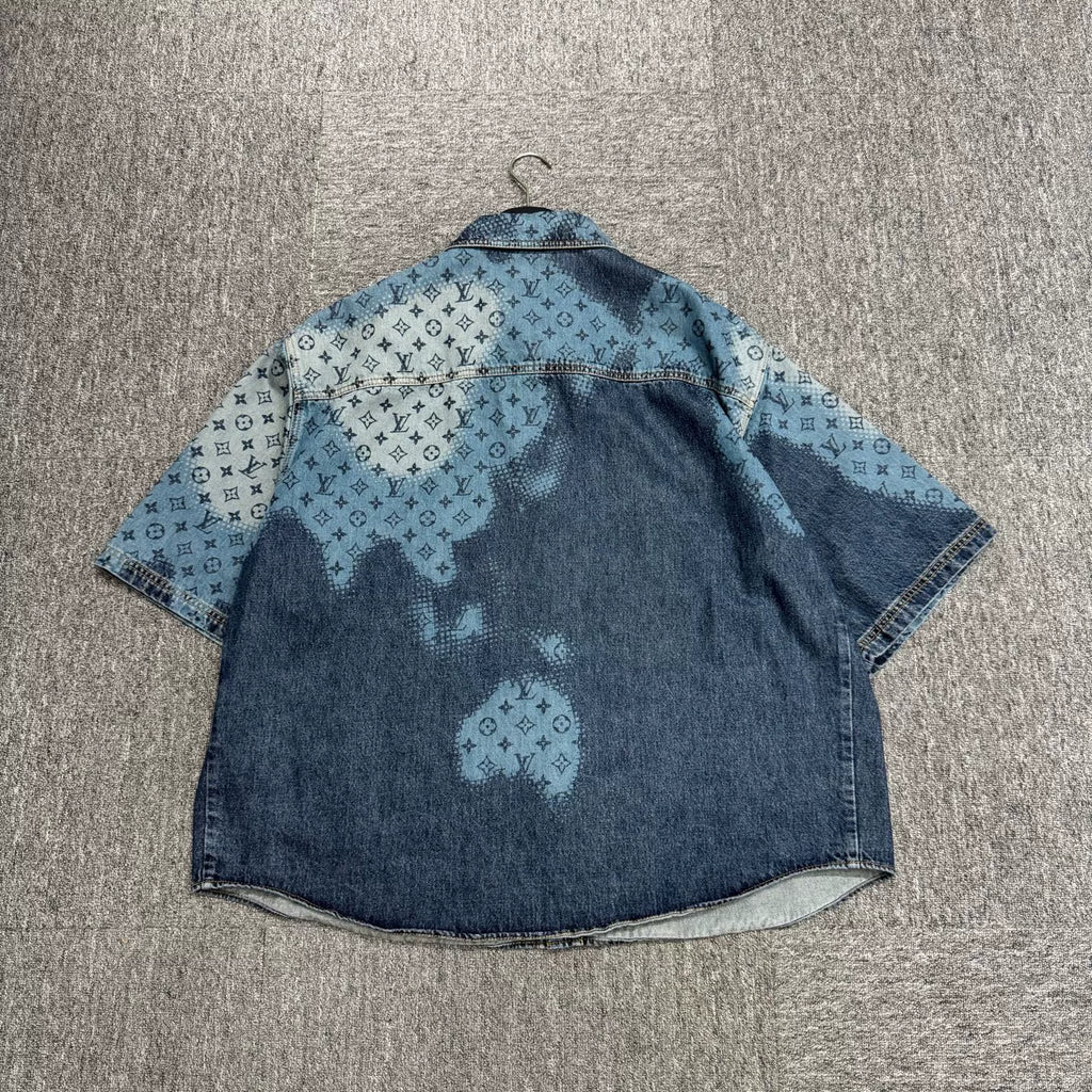 Louis Vuitton Blue Gradient Monogram Denim Short Sleeve Top