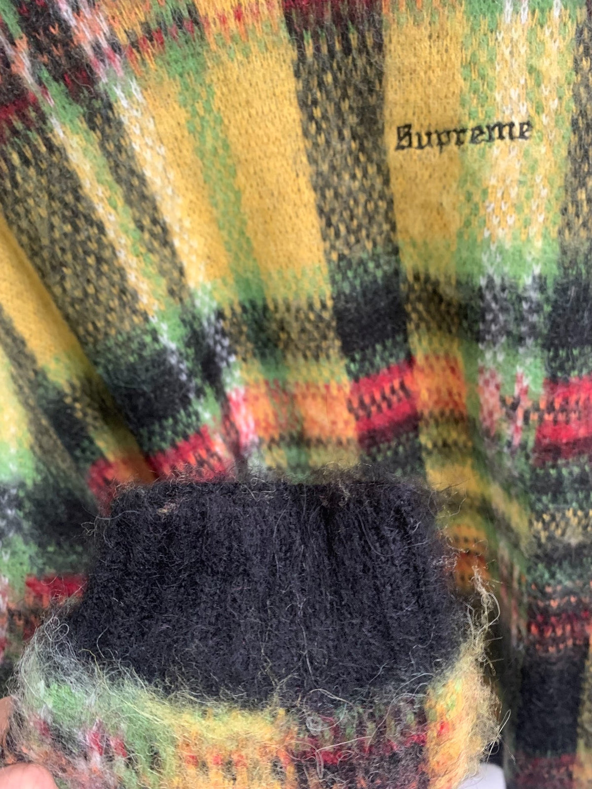 Supreme Yellow Black Plaid Mohair Sweater
