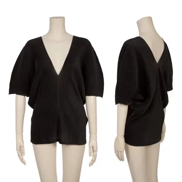 Issey Miyake Vintage Black Pleated Top
