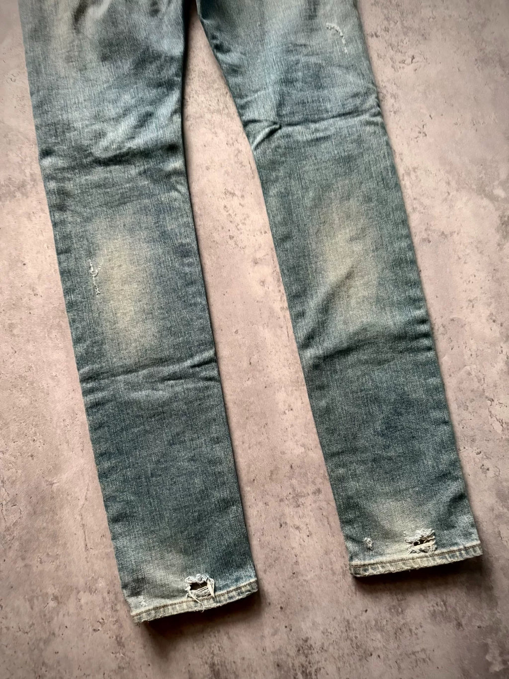 Saint Laurent Paris 16AW D02 Light Wash Distressed Ripped Denim Blue Jeans by Hedi Slimane