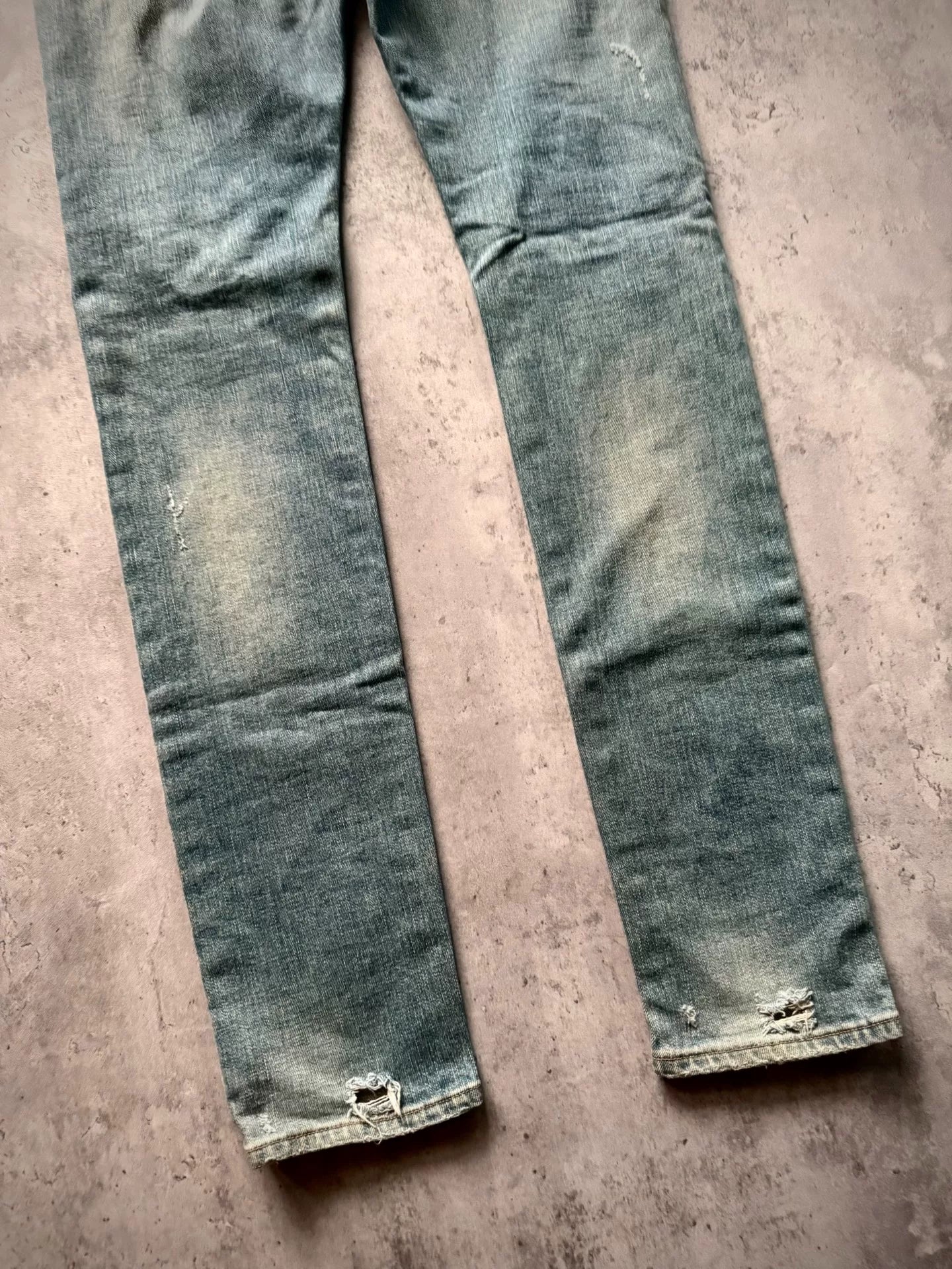 Saint Laurent Paris 16AW D02 Light Wash Distressed Ripped Denim Blue Jeans by Hedi Slimane