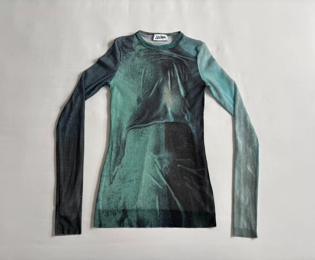 Jean Paul Gaultier mesh garment Gaultier printed mesh top
