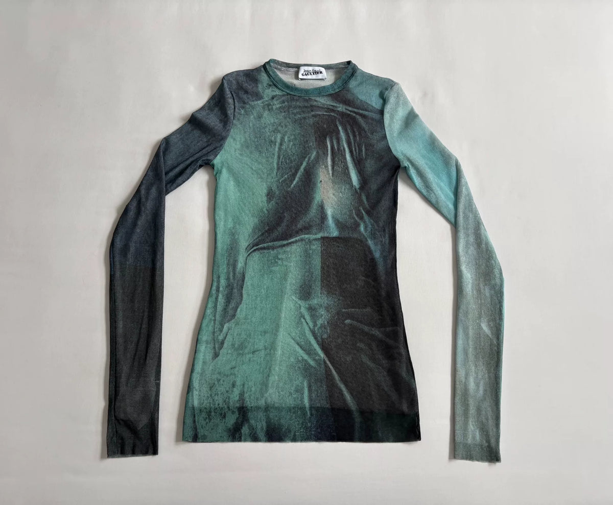 Jean Paul Gaultier mesh garment Gaultier printed mesh top