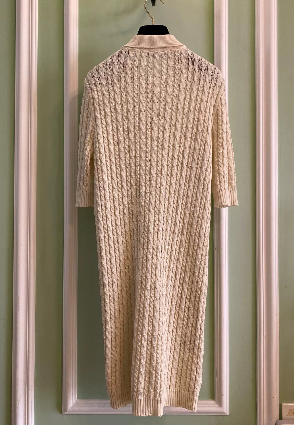 Prada Off-White Cable Knit Cotton Dress