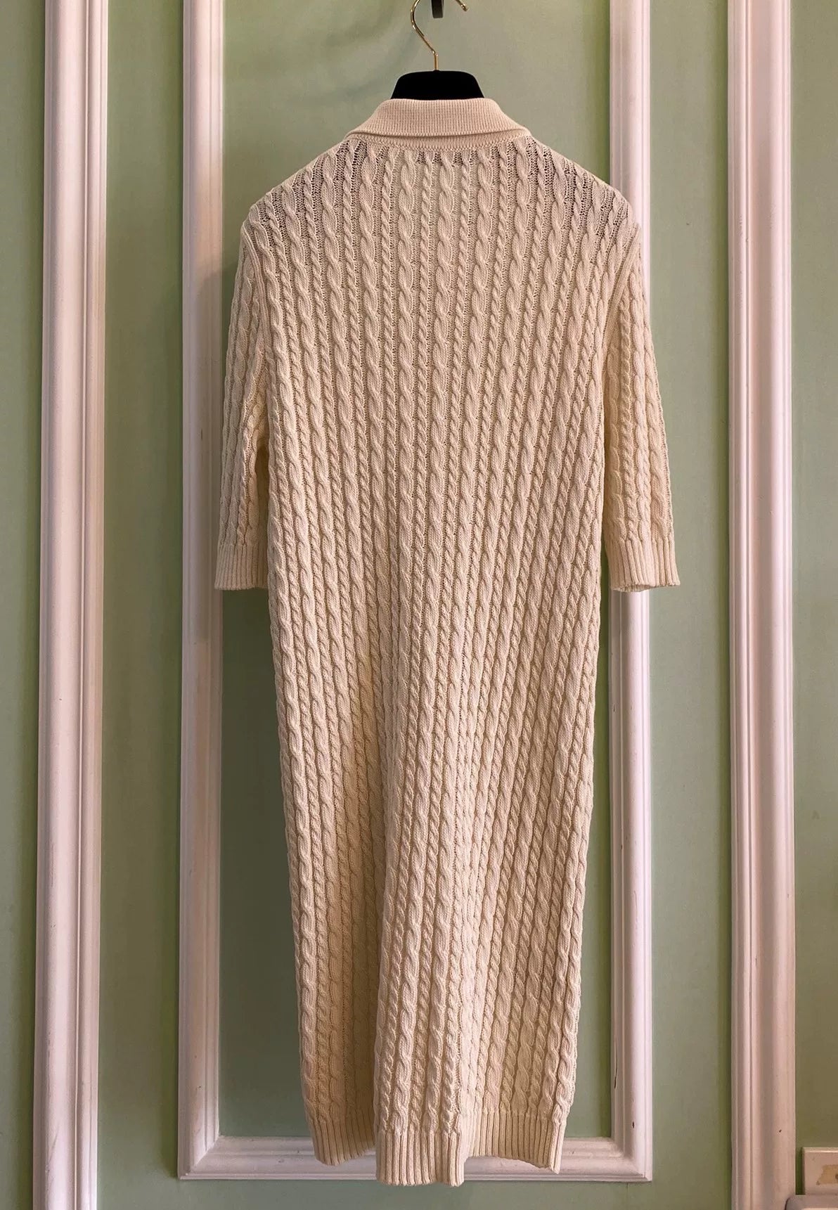 Prada Off-White Cable Knit Cotton Dress