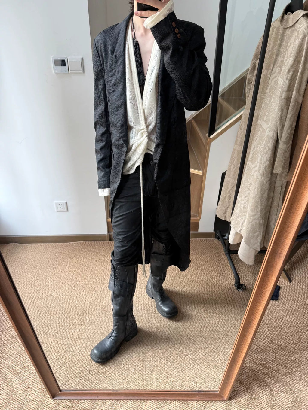 Comme des Garçons Homme AW19 “Finding Beauty In The Dark” Black Jacquard Tuxedo Jacket
