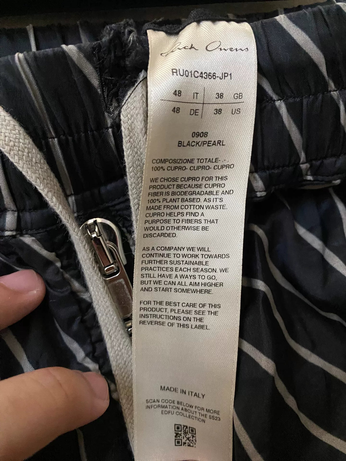Rick Owens 23SS Striped Silk Wide-Leg Pants
