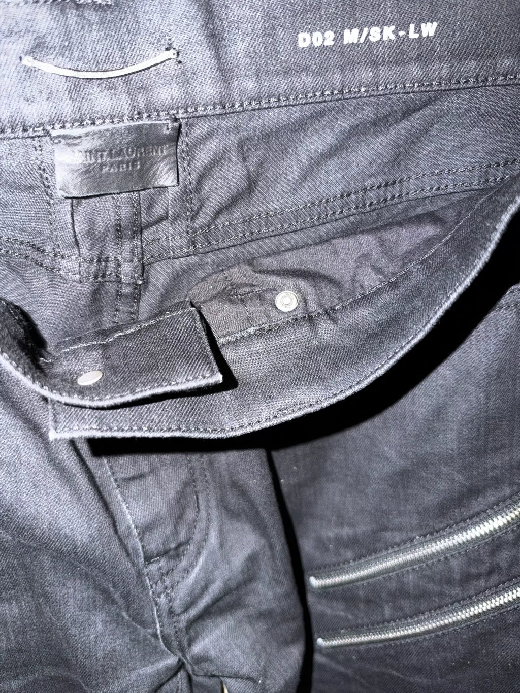 Saint Laurent Paris FW15 D02 Black Five-Zip Motorcycle Denim Jeans