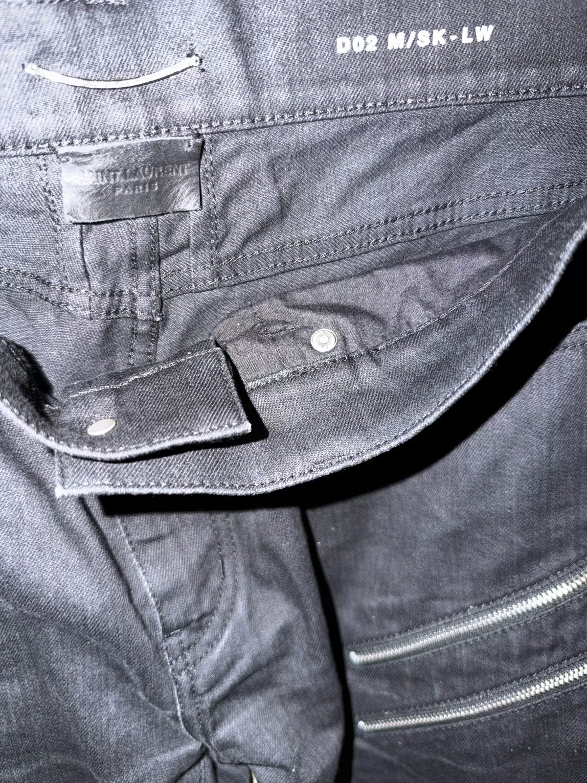 Saint Laurent Paris FW15 D02 Black Five-Zip Motorcycle Denim Jeans