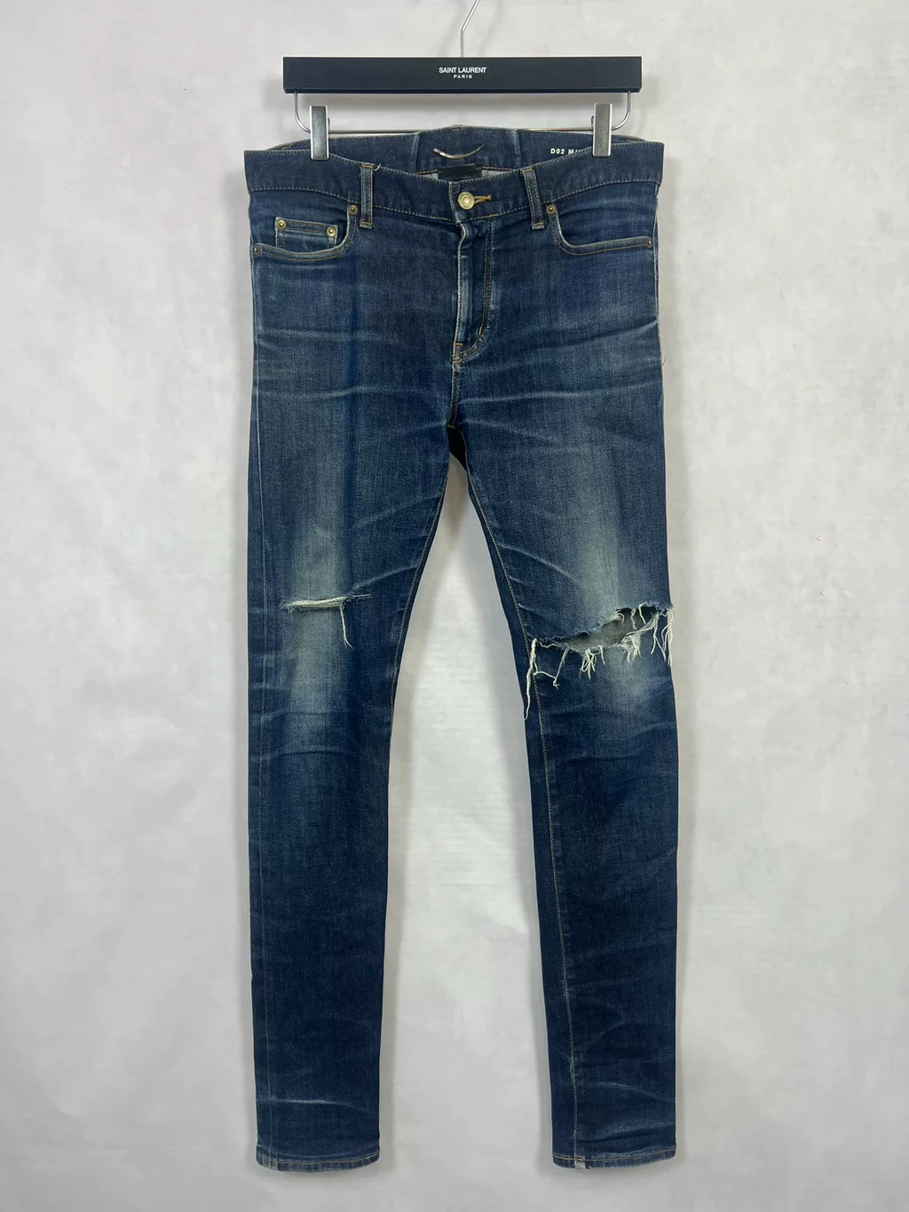 Saint Laurent 16SS Distressed Navy Jeans