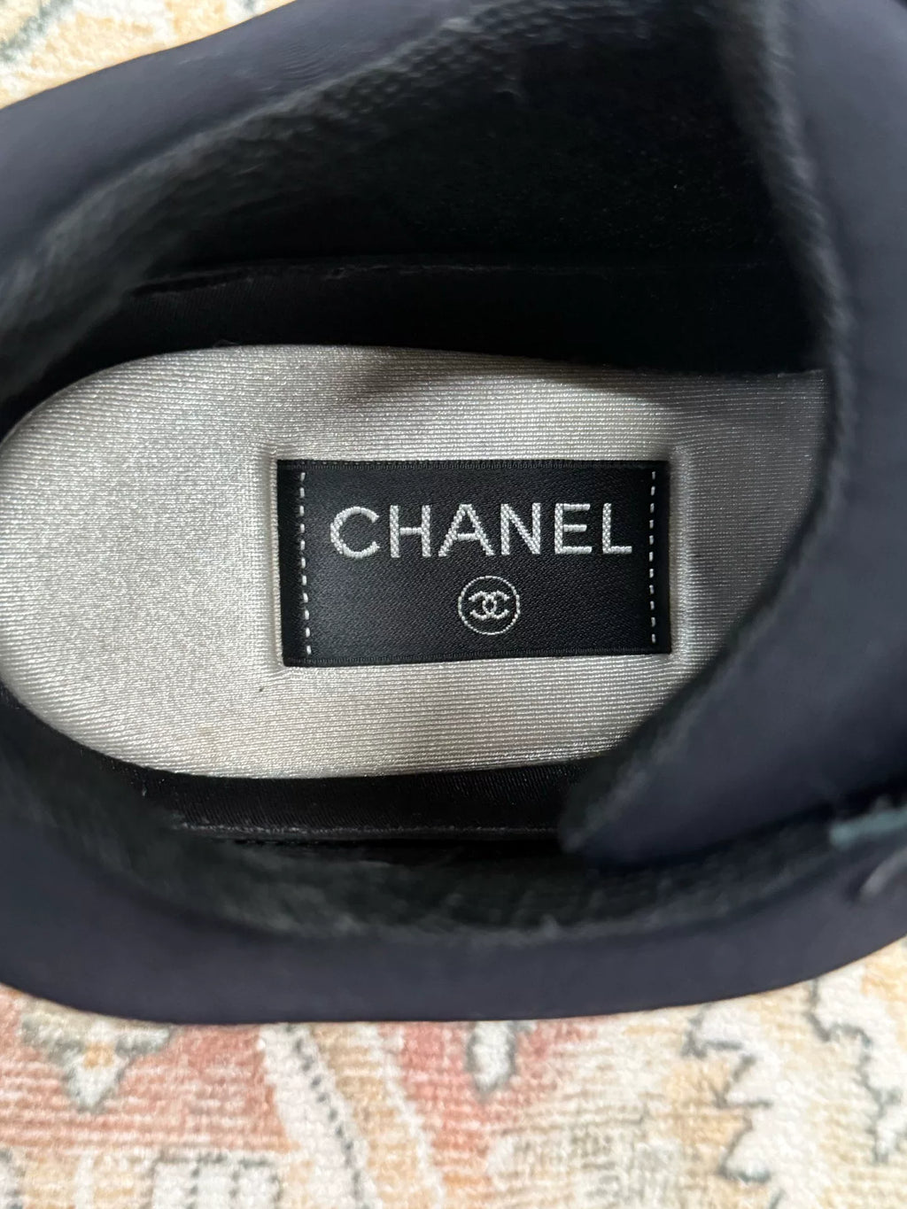 Chanel Ankle Strap Sneakers Black and Yellow Colorway