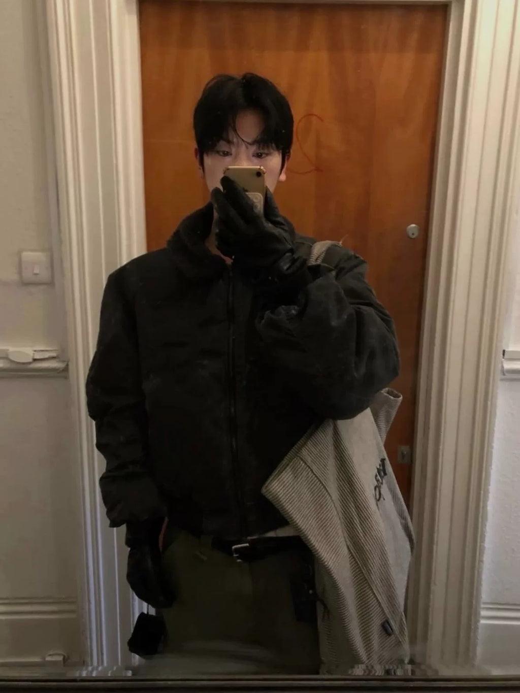 Prada Sports Reversible Lambswool Collar Biker Jacket