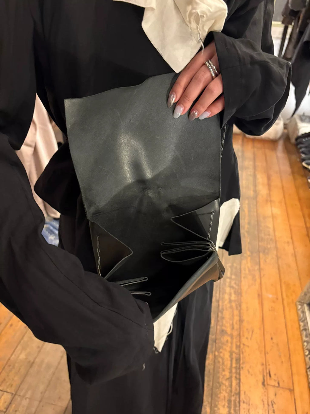 M.A+ FW18 expandable accordion w/chain Vachetta Black Sterling Silver Bag