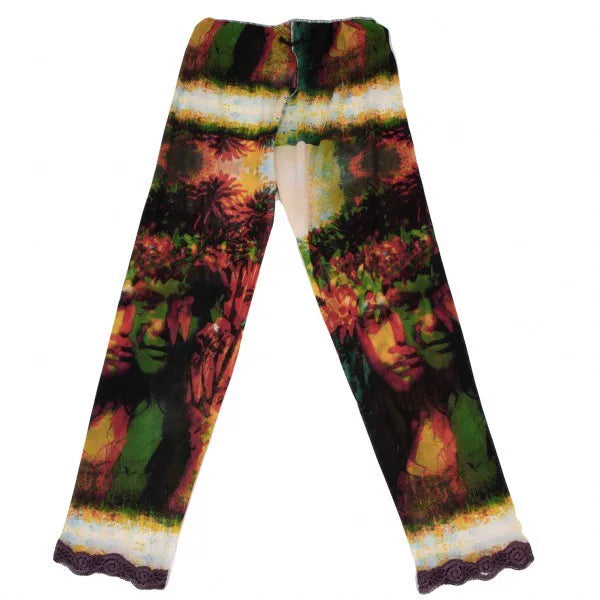 Jean Paul Gaultier Vintage Green Portrait Mesh Trousers