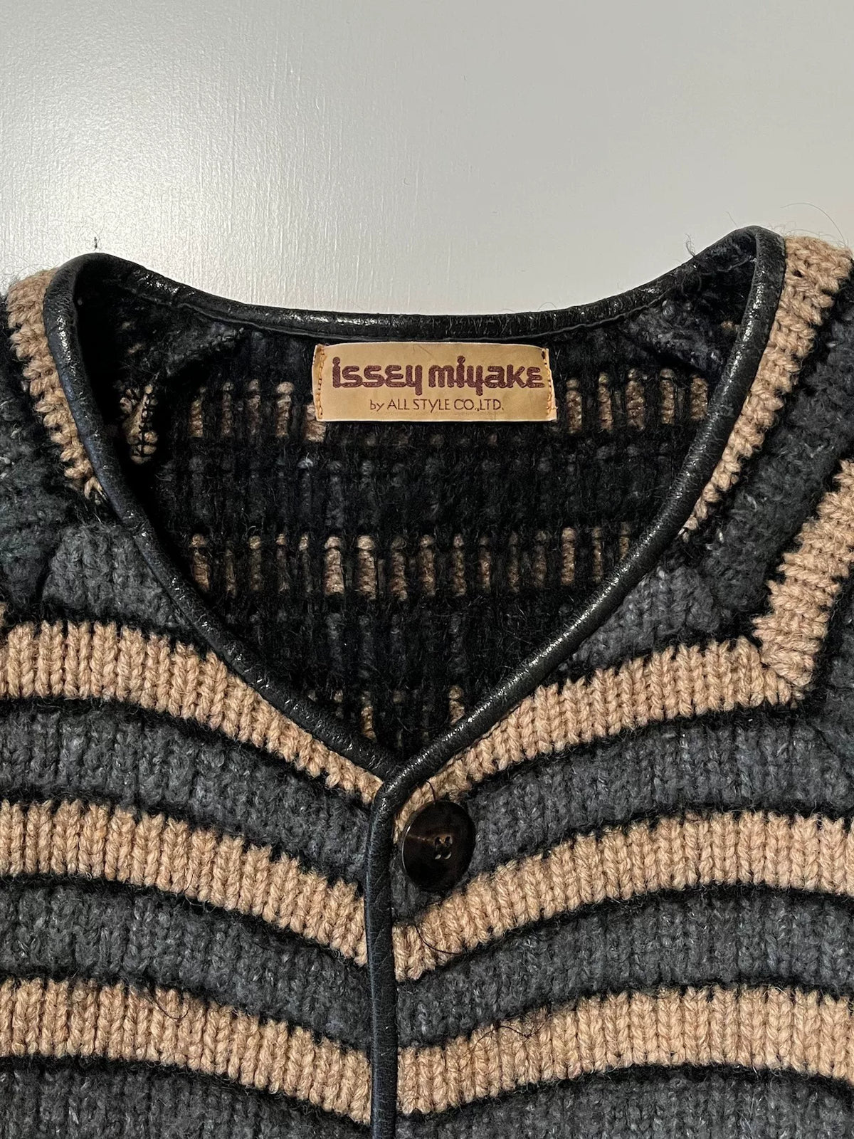 Issey Miyake 1970s Leather-Trimmed Knit Sweater