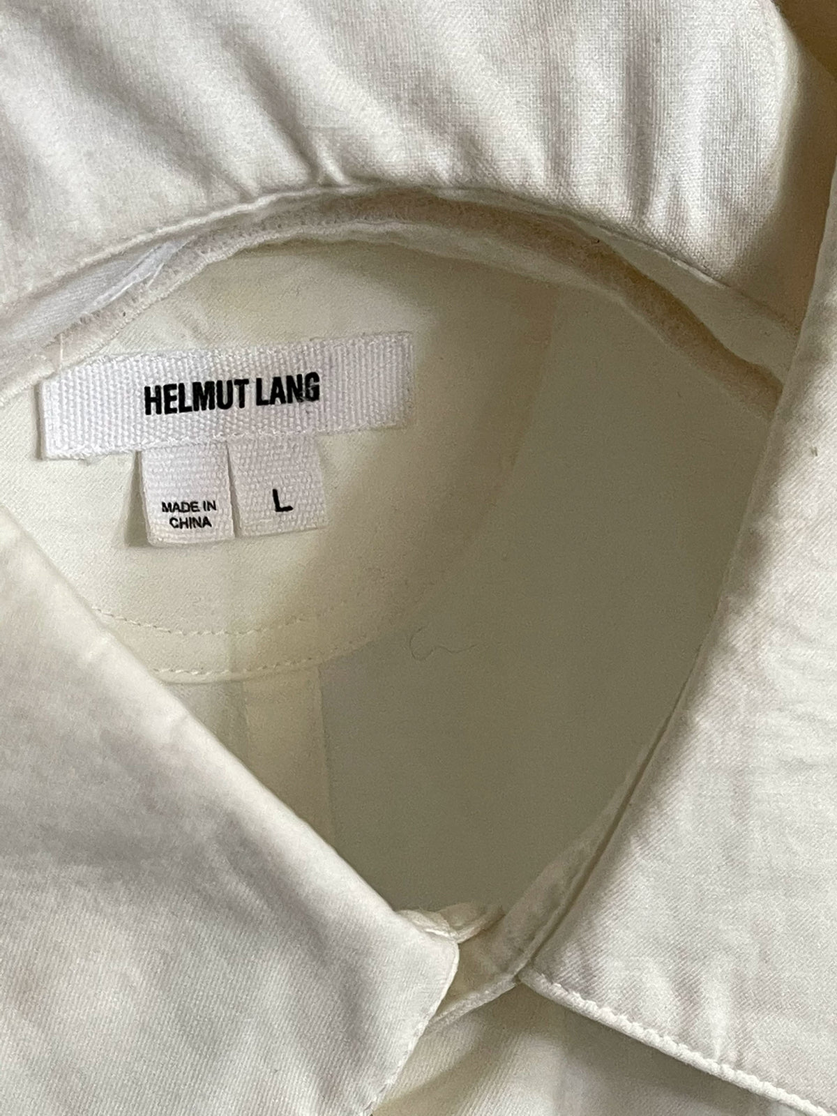 Helmut Lang Military-style asymmetrical collar chest protector white shirt