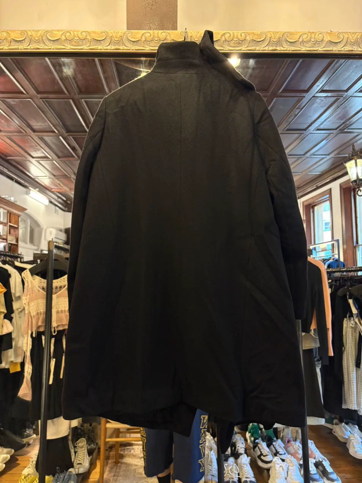 Julius FW16 Black Detachable Collar Cashmere Blend Coat