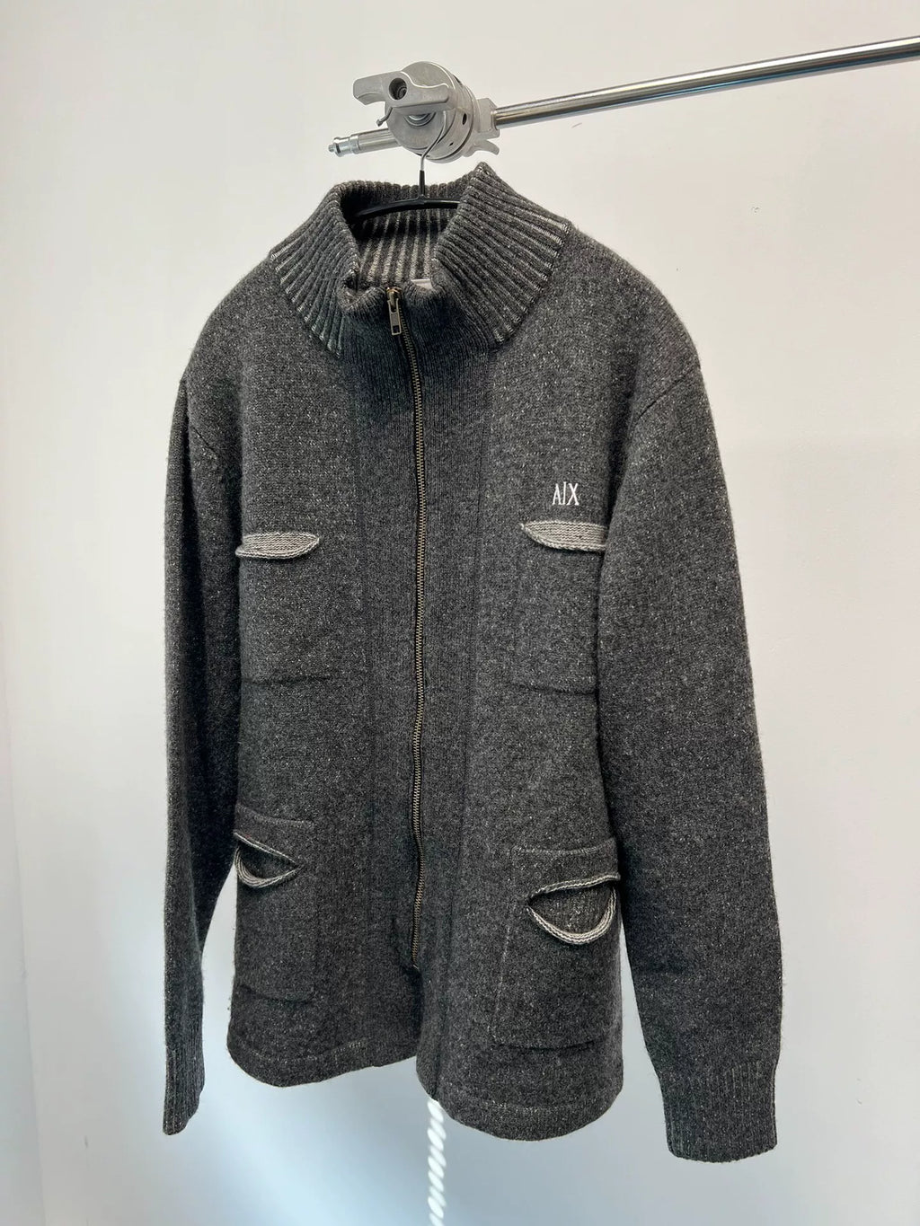 Armani Exchange Pocket Embroidery Zip Knit Sweater