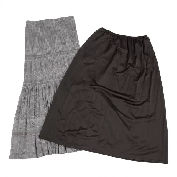 Issey Miyake Vintage Grey Pattern Cut-Out Pleated Skirt