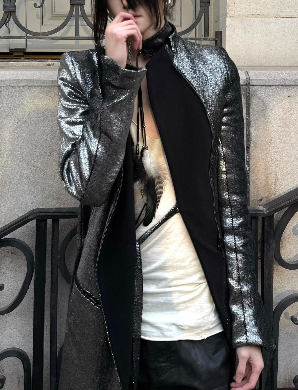 Ann Demeulemeester FW2016 Silver Coated Blazer
