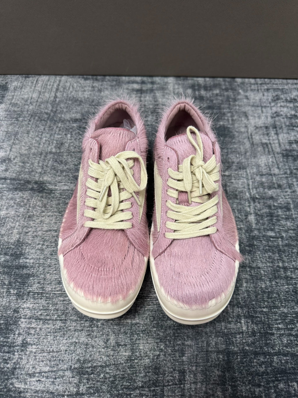 Rick Owens Pink fur sneakers