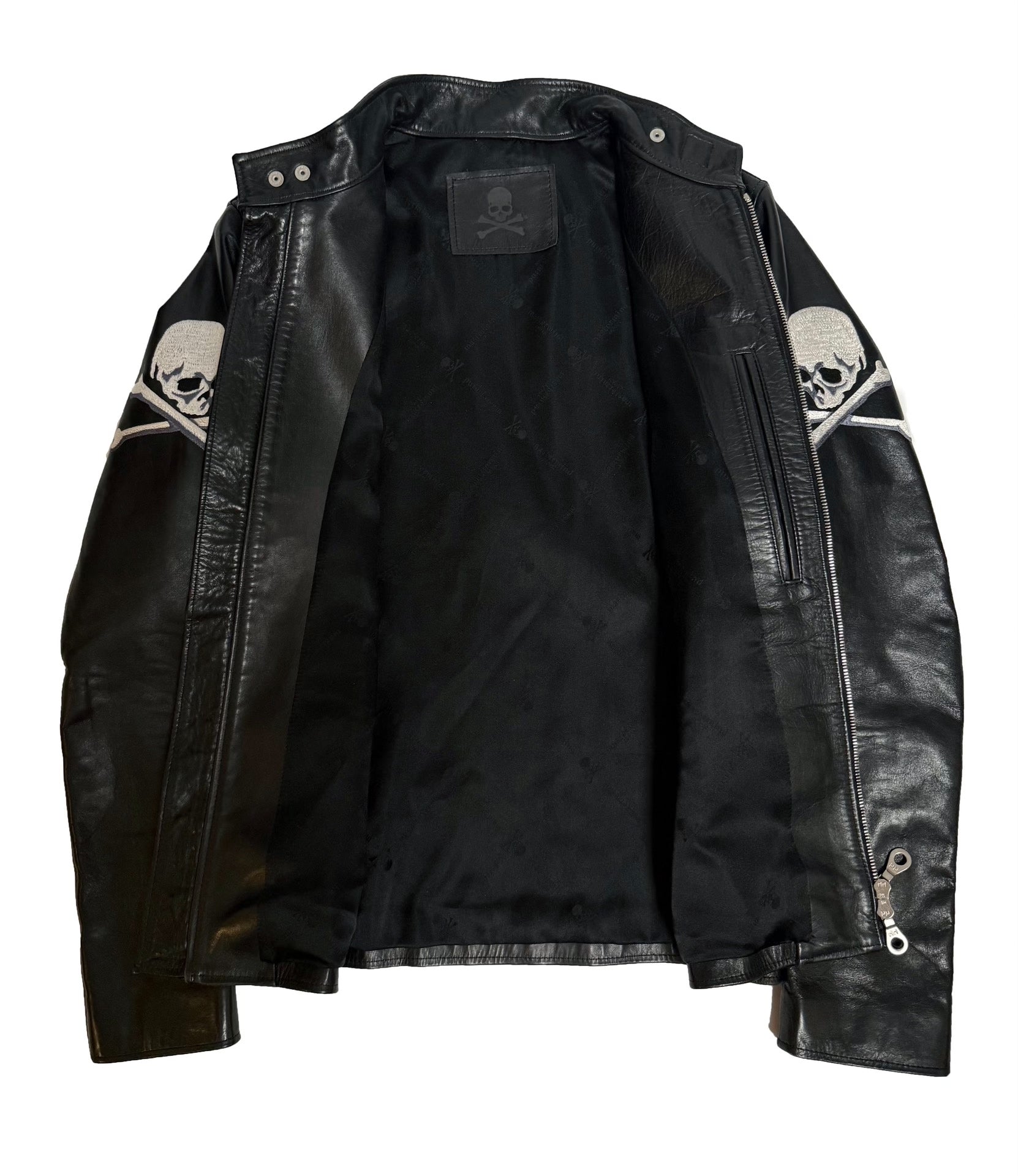 Mastermind Japan Embroidered Skull Leather Logo Jacket