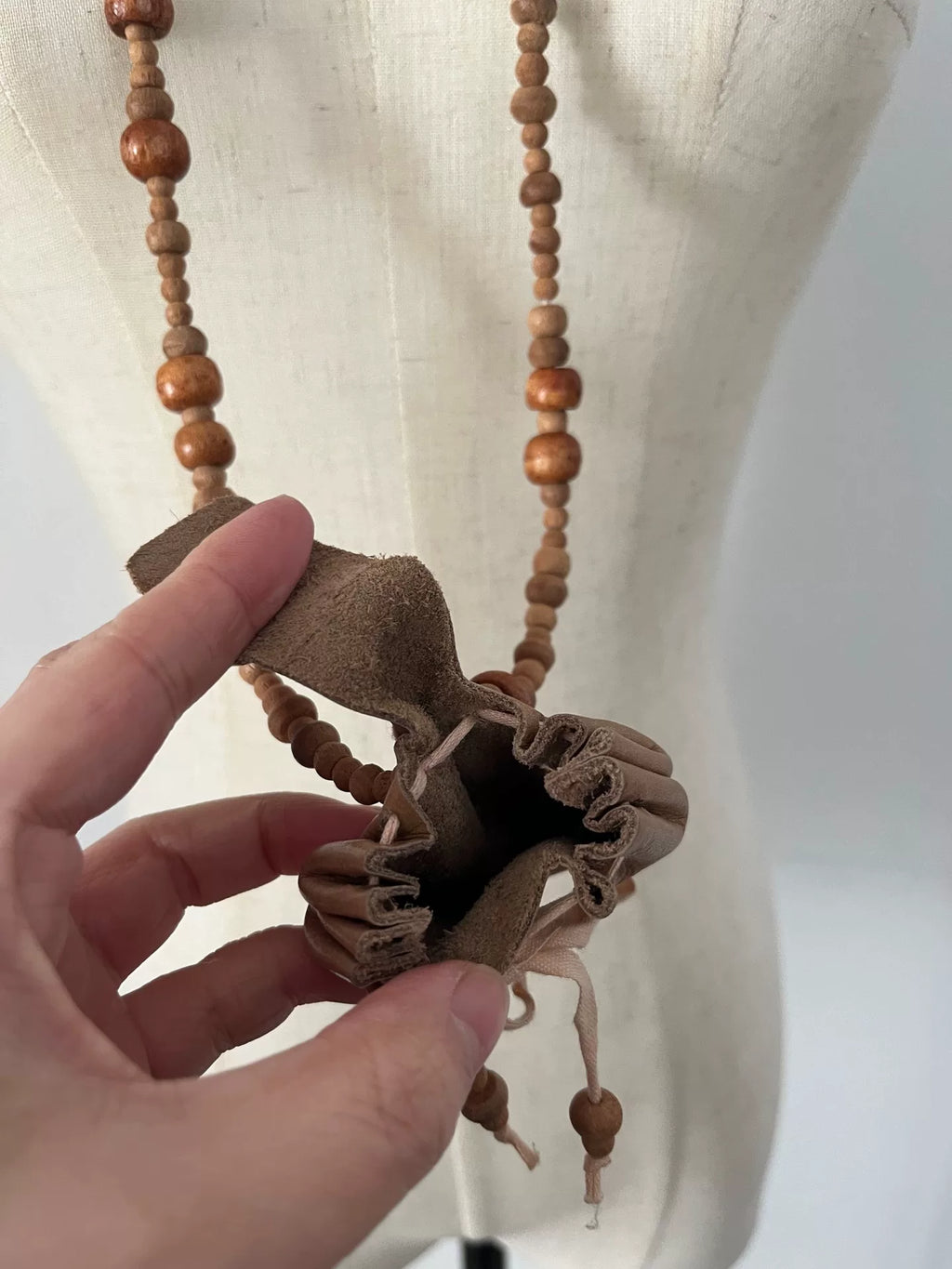 ann demeulemeester necklace wooden beads brown