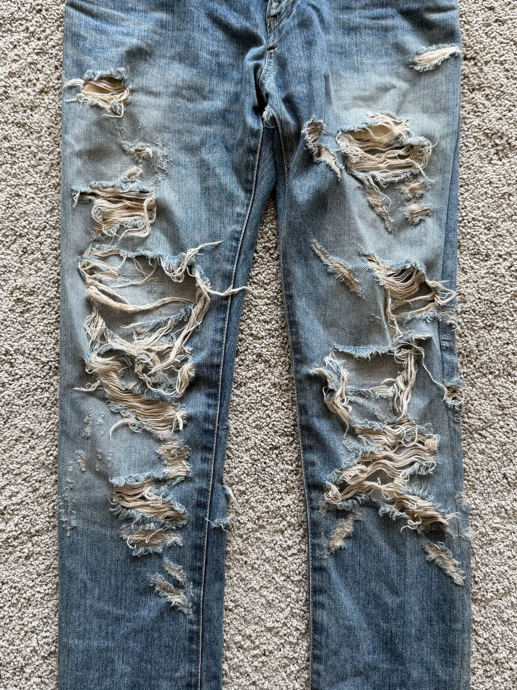 Saint Laurent FW13 Heavy Distressed Denim Jeans