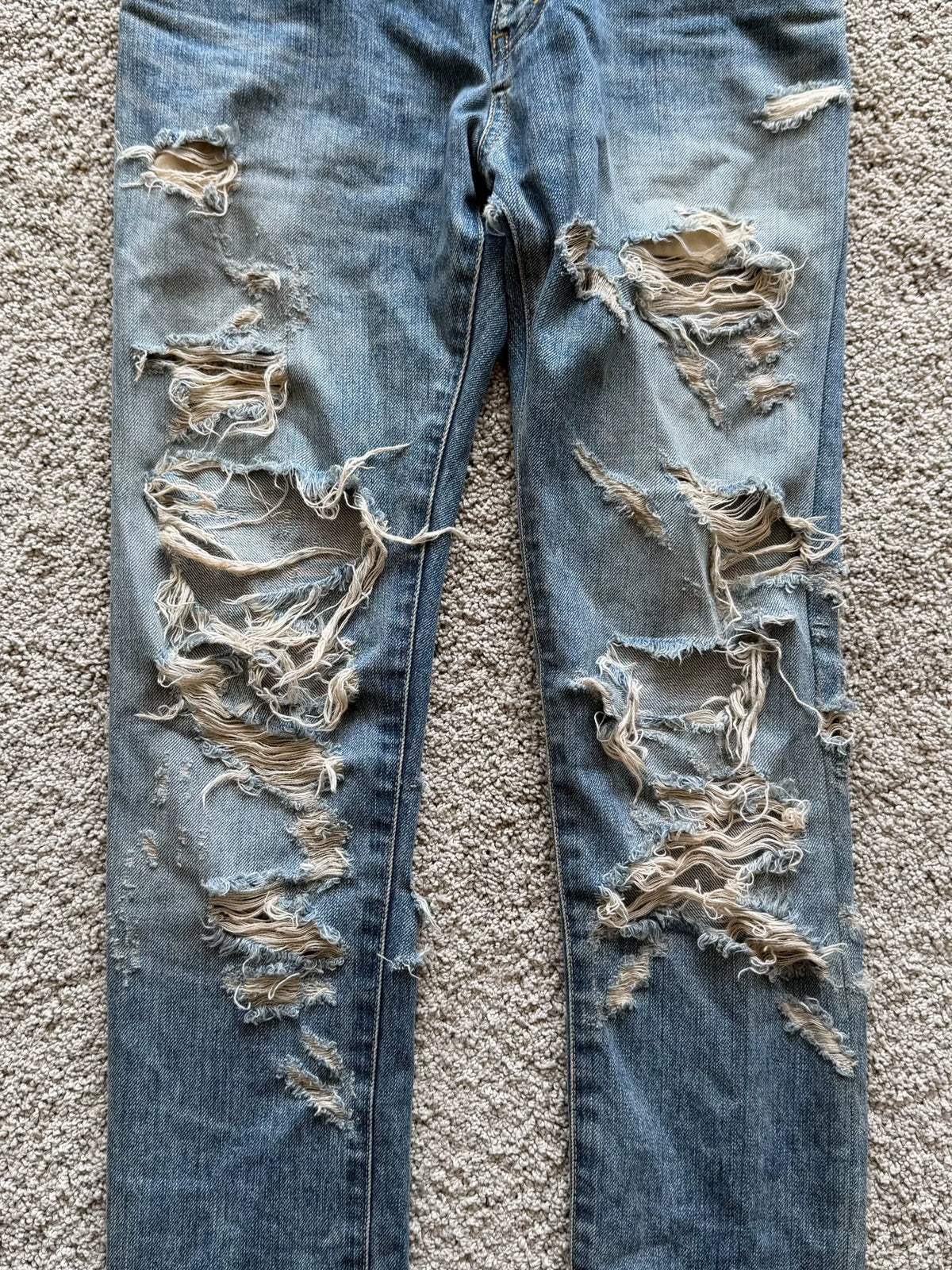 Saint Laurent FW13 Heavy Distressed Denim Jeans