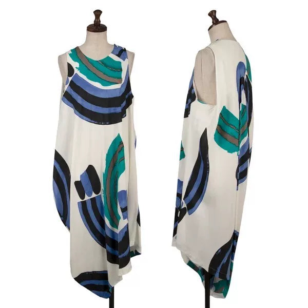 Issey Miyake Vintage White Patterned Silk Dress