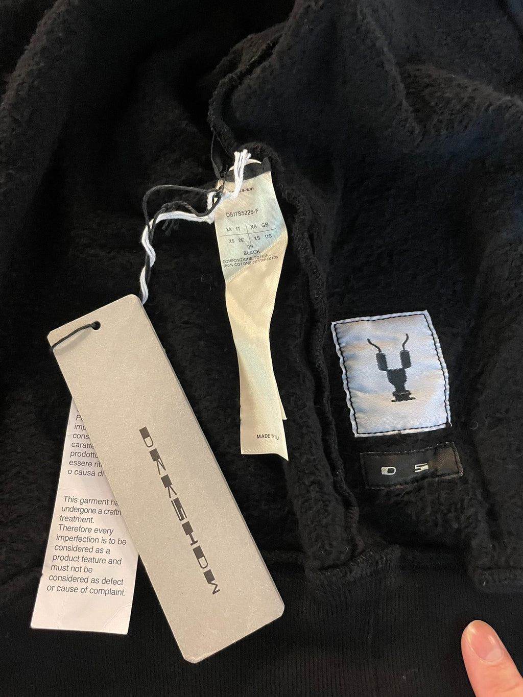 Rick Owens SS17 Black Mountain Wizard Hat Hooded Cotton Sweater