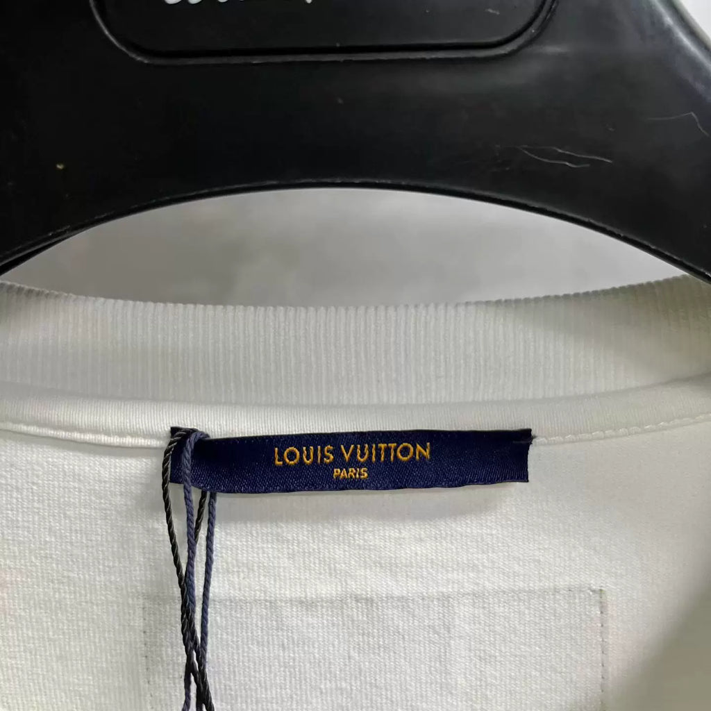 Louis Vuitton White Letter Graffiti Embroidered Short Sleeve T-Shirt