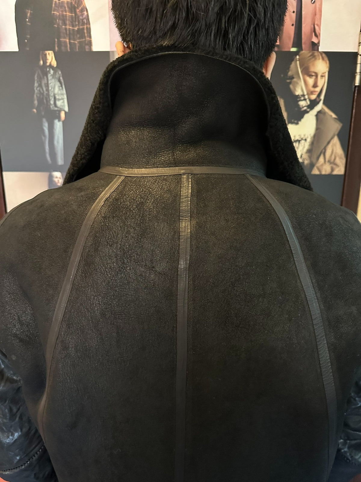 Isaac Sellam Black Lambskin Hooded Coat With Down-Filled Sleeves