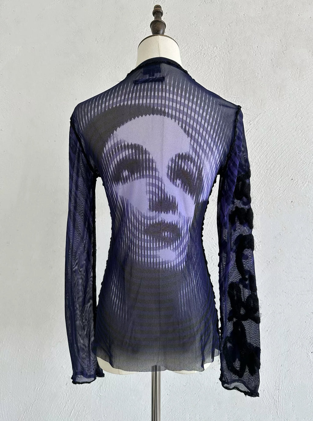 Jean Paul Gaultier vintage letter and figure stretch mesh top