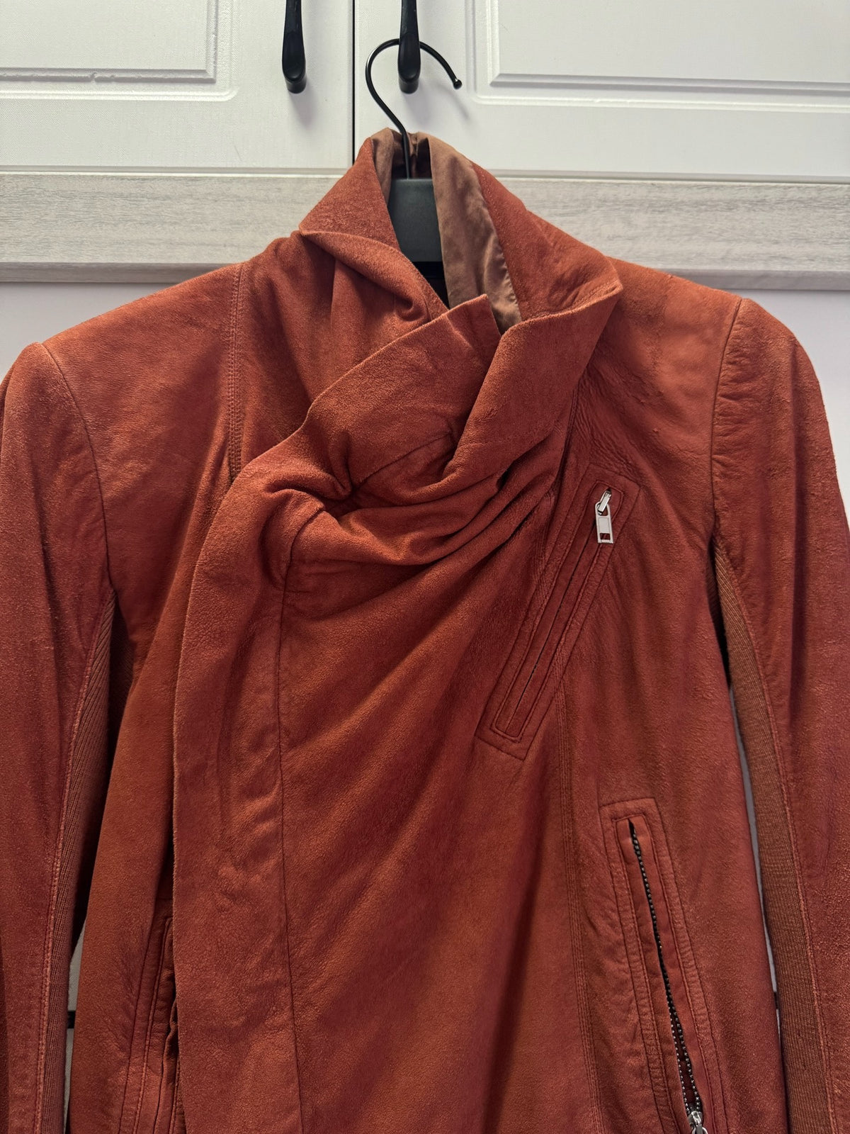 Rick Owens Suede Leather Red Jacket
