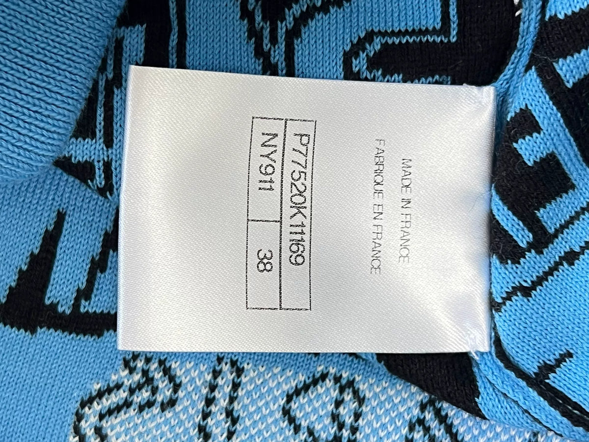 Chanel 24A Métiers d'Art Blue Letter Graffiti Knit Sweatshirt