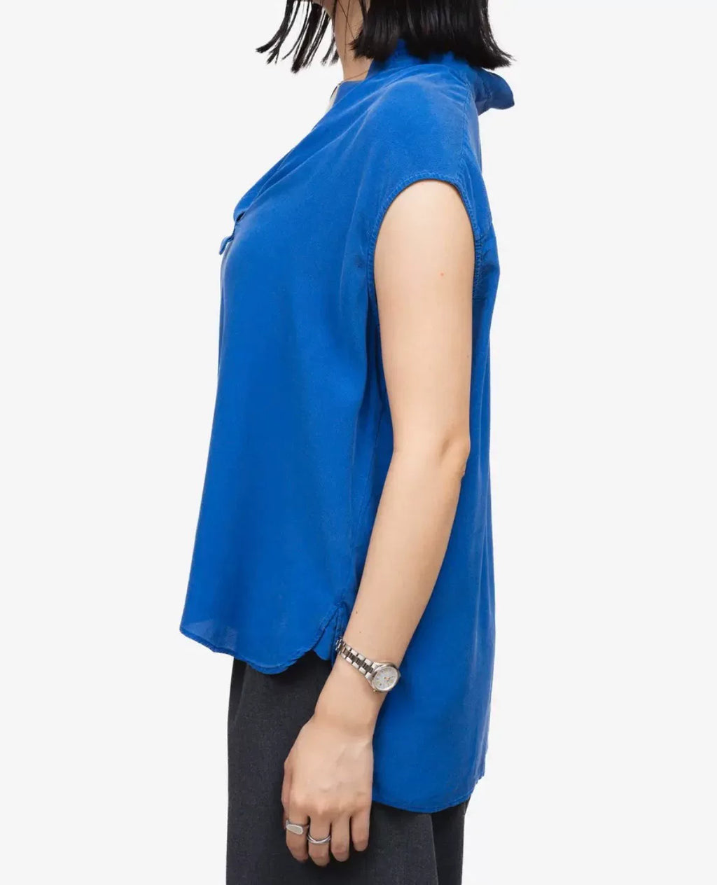 HERMES Silk V-Neck Sleeveless Shirt
