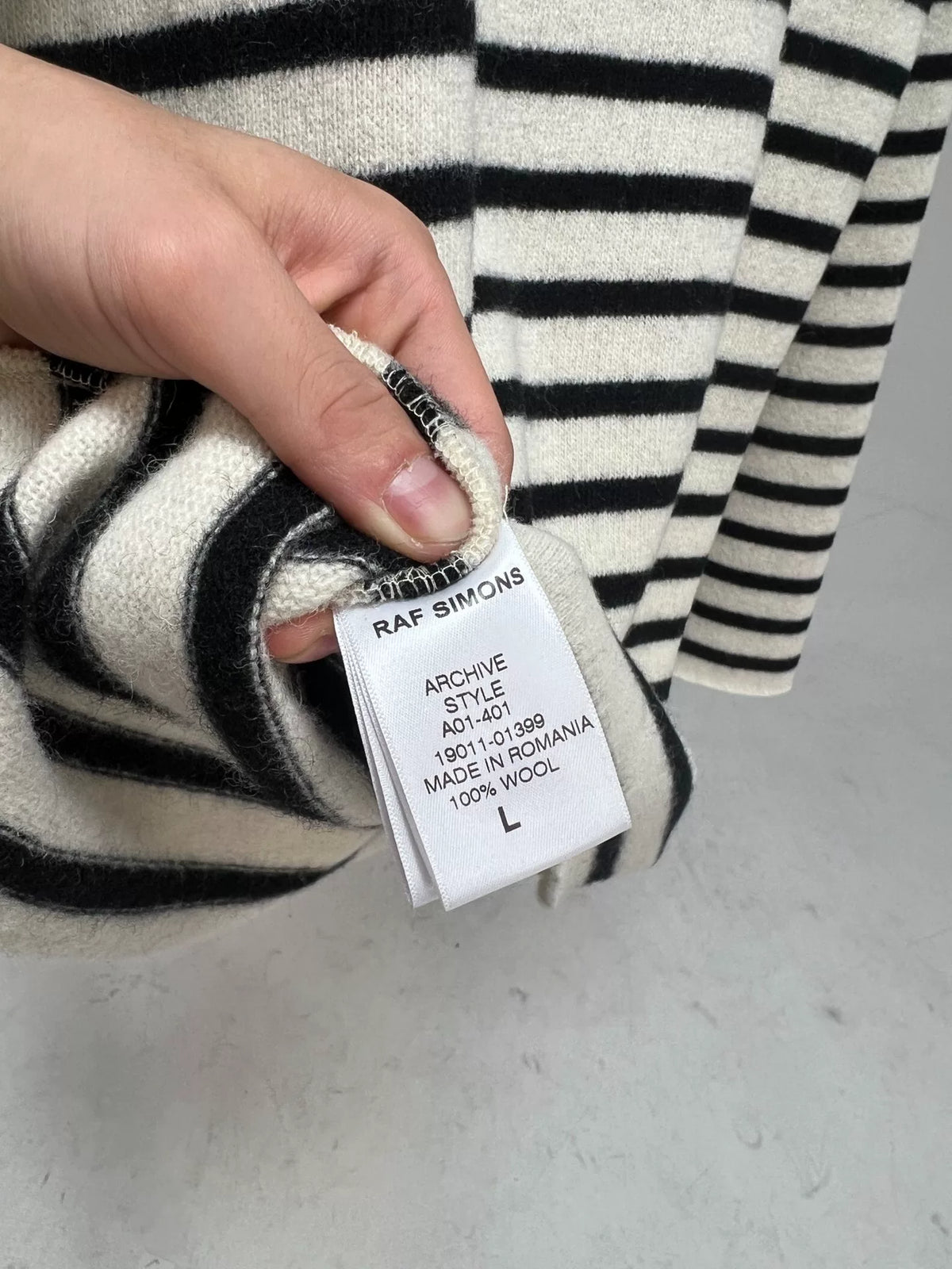 Raf Simons Archive Redux Poetry Patch Striped Wool Long-Sleeve
